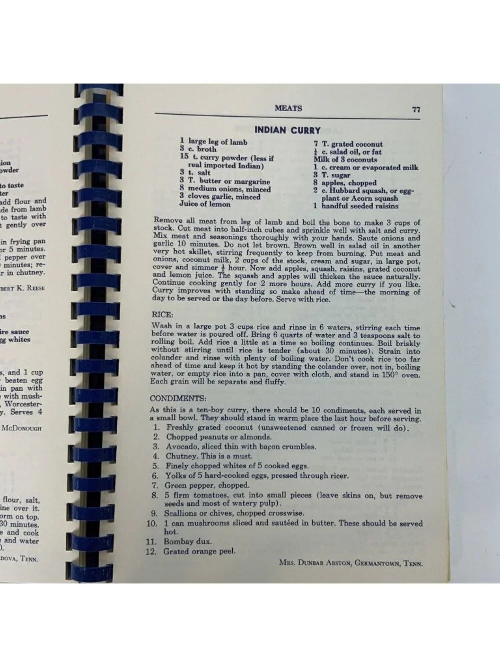 The Memphis Cookbook By Junior League Tennessee Recipes Spiral Bound 1981
